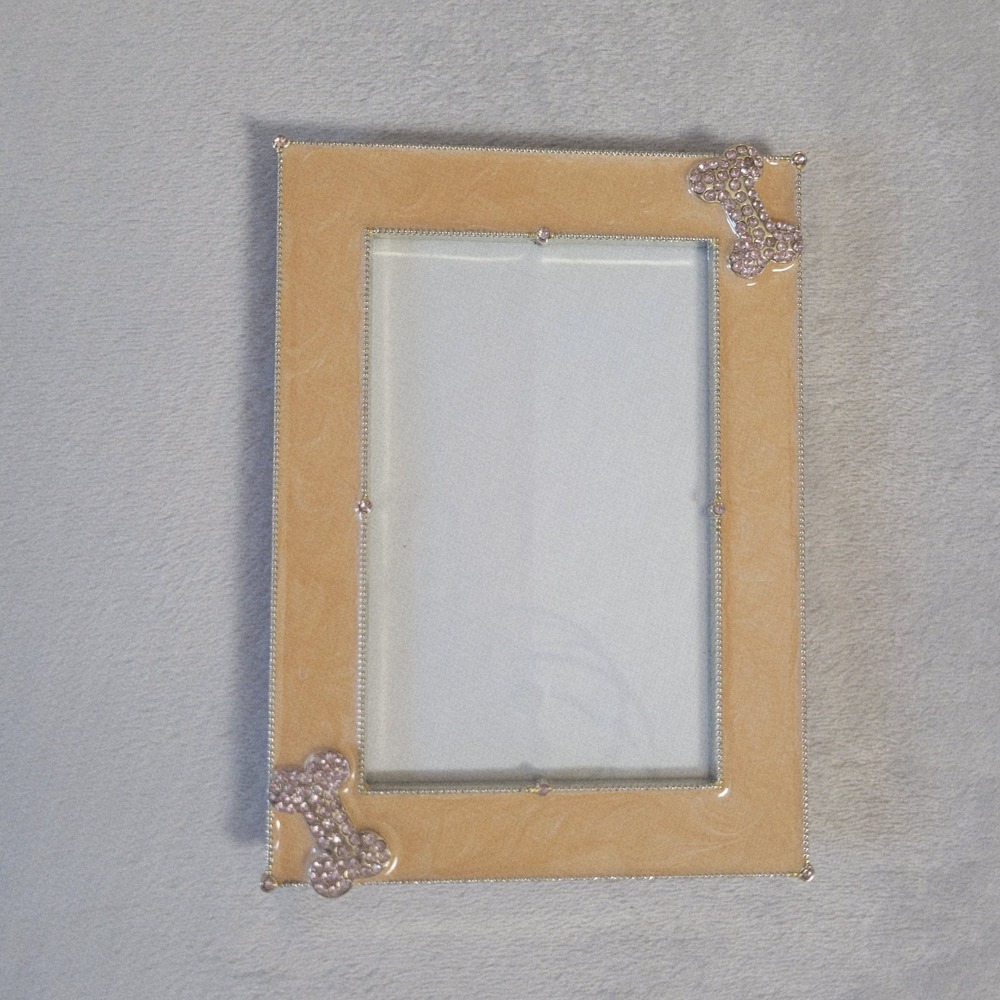 Vintage‎ Enamel Rhinestone Dog Bone Picture Photo Frame 4x6